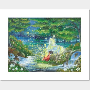 a magical story book the beginning hello mr unicorn magical children story book illustration story Posters and Art